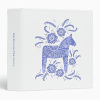Swedish Dala Horse Traditional Folk Art Blue White