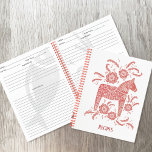 Swedish Dala Horse Traditional Folk Art Recipe Notebook<br><div class="desc">A red and white folk art painting of a traditional Swedish Dala Horse. 
Change or remove the cover text to customize.  Original art by Nic Squirrell.</div>
