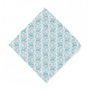 Swedish Dala Horse Traditional Folk Art Teal Green Bandana
