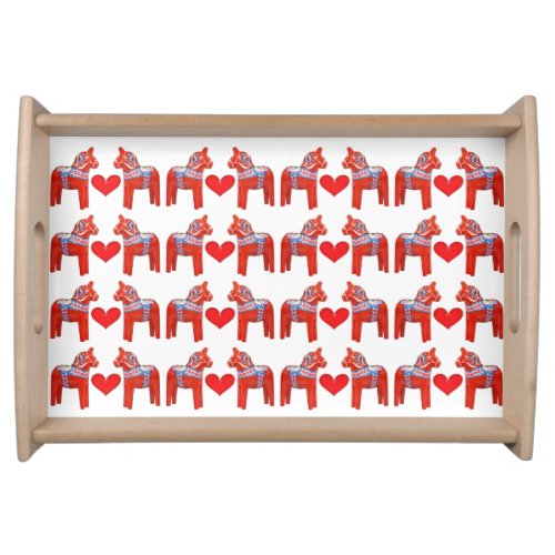 Swedish Dala Horse Twins with Hearts Serving Tray