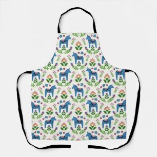 Swedish Dala Horses Blue Apron