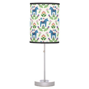 Swedish Dala Horses Blue Table Lamp