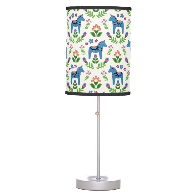 Swedish Dala Horses Blue Table Lamp (Front)