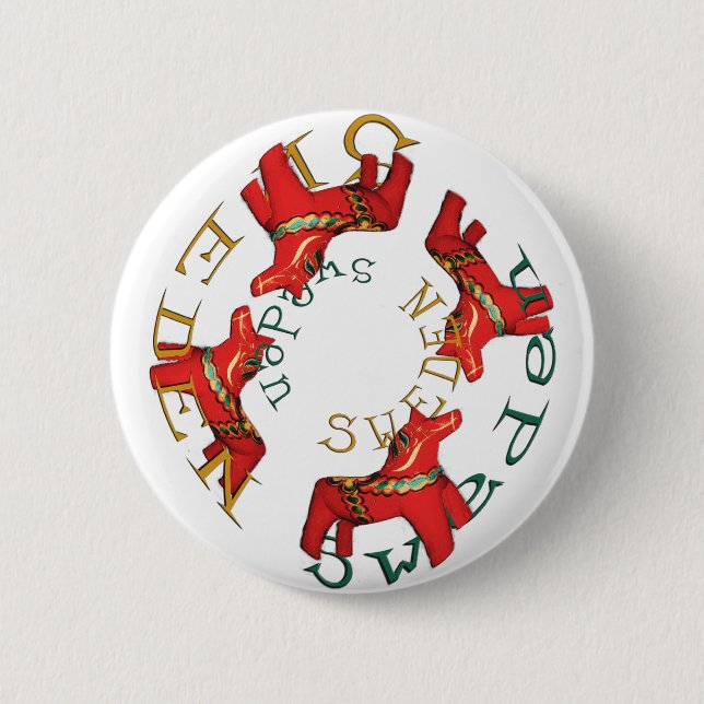 Swedish Dala Horses Button (Front)