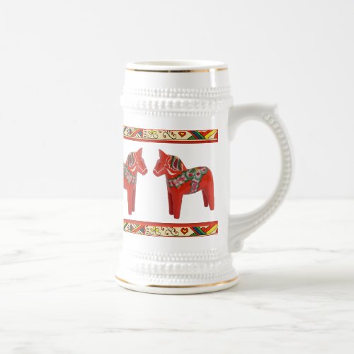 Swedish Dala Horses Christmas Stein