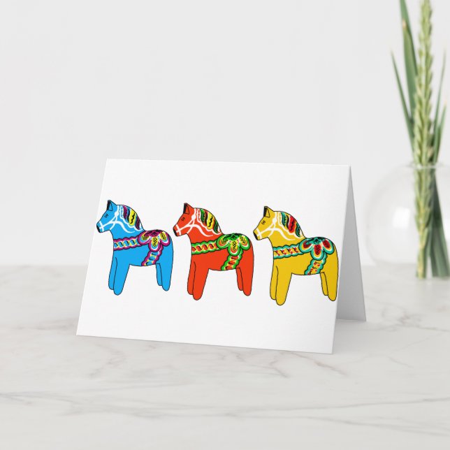Swedish Dala Horses Holiday Card (Front)