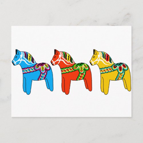 Swedish Dala Horses Postcard