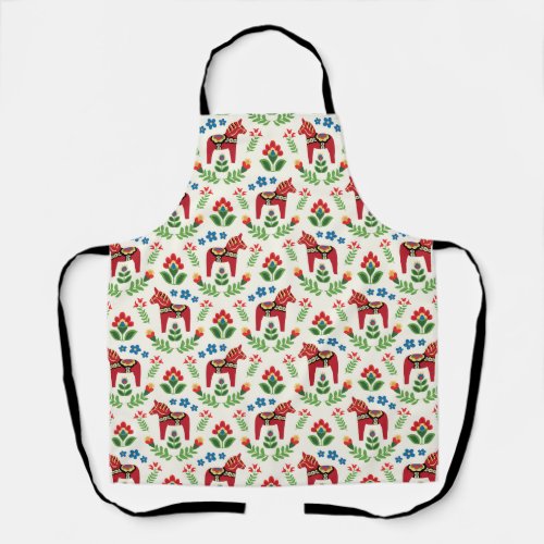 Swedish Dala Horses Red Apron