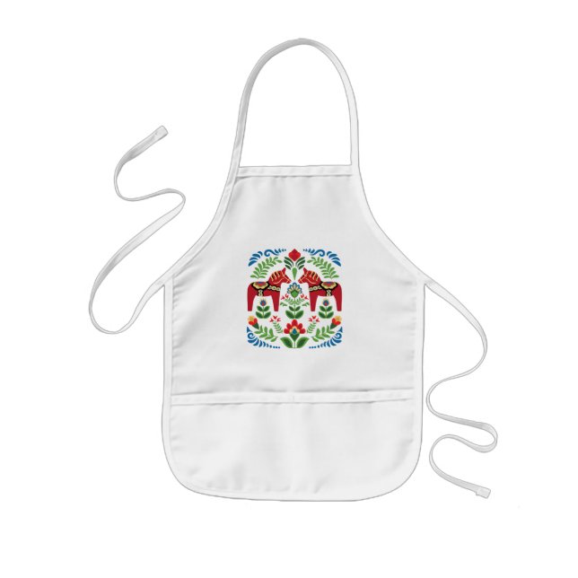 Swedish Dala Horses Red Kids' Apron (Front)
