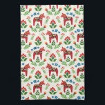 Swedish Dala Horses Red Kitchen Towel<br><div class="desc">A design inspired by the beautiful folk art of Sweden.</div>