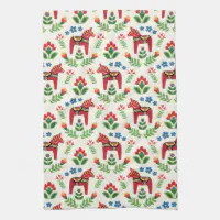 Swedish Dala Horse Tea Towel Swedish Horse Kitchen Towel 