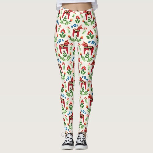 Swedish Dala Horses Red Leggings