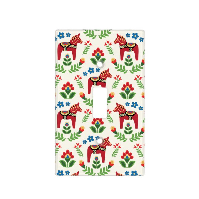 Swedish Dala Horses Red Light Switch Cover (Front)