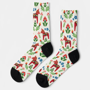 Swedish Dala Horses Red Socks