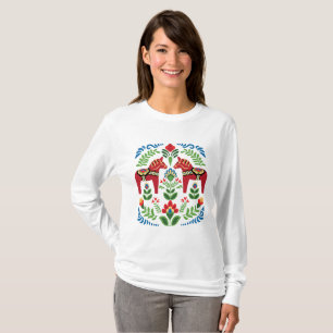 Swedish Dala Horses Red T-Shirt