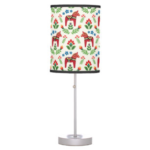 Swedish Dala Horses Red Table Lamp