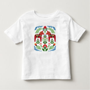 Swedish Dala Horses Red Toddler T-Shirt