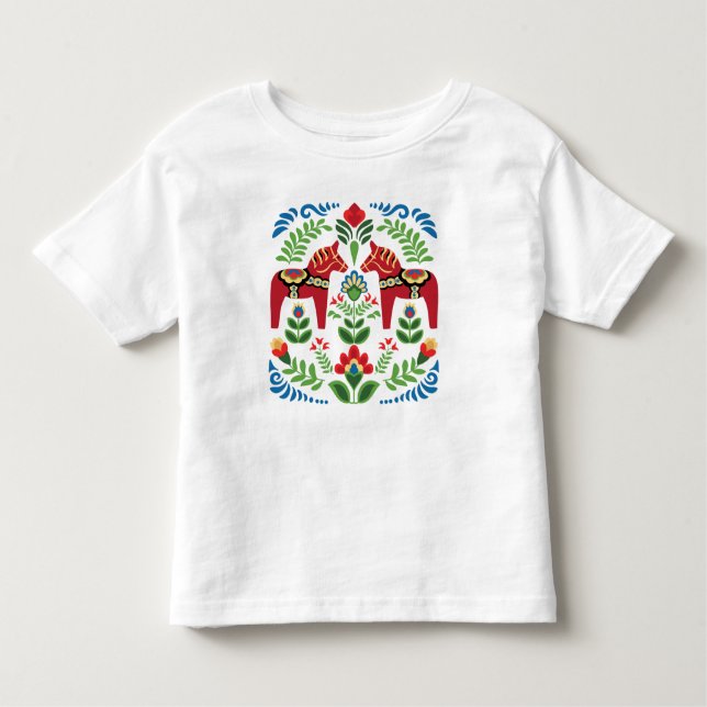 Swedish Dala Horses Red Toddler T-Shirt (Front)