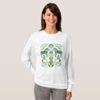 Swedish Dala Horses Teal T-Shirt
