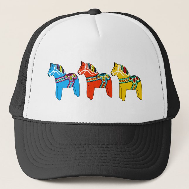 Swedish Dala Horses Trucker Hat (Front)
