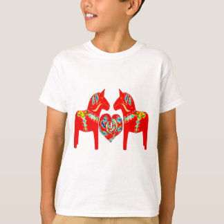 Swedish Dala Horses w Heart T-Shirt
