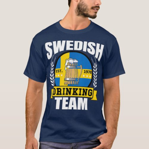 Swedish Drinking Team Funny Sweden Flag Beer T_Shirt