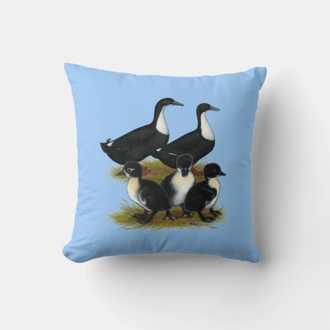 Swedish Duck Family Throw Pillow (Front)