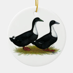 Swedish Ducks Black Ceramic Ornament