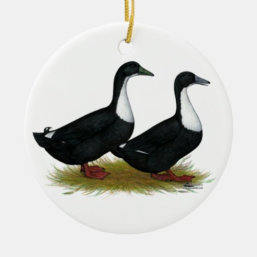 Swedish Ducks Black Ceramic Ornament