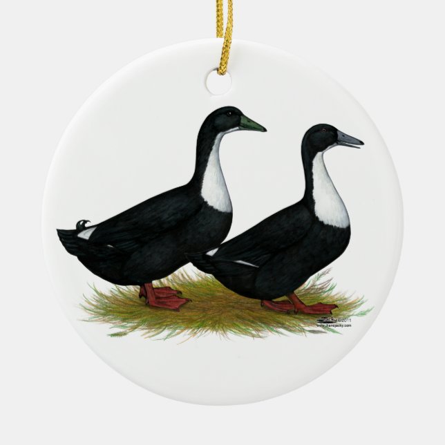 Swedish Ducks Black Ceramic Ornament (Front)