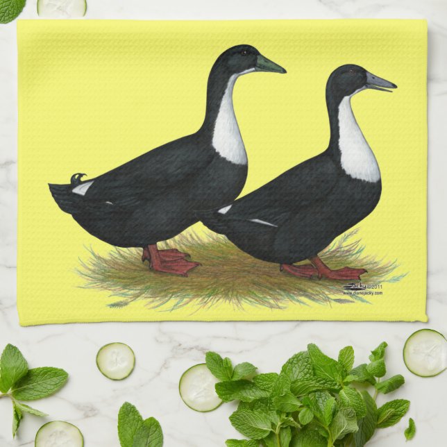 Swedish Ducks Black Kitchen Towel (Folded)