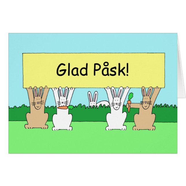 Swedish Easter Glad Påsk Cartoon Bunnies (Front Horizontal)