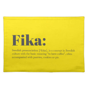 Swedish Fika Definition Black and Yellow Cloth Placemat