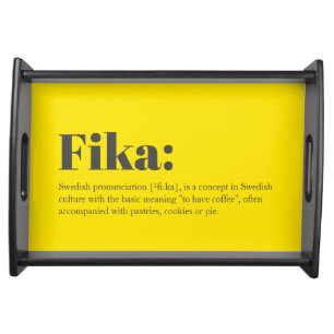 Swedish Fika Definition Black and Yellow Serving Tray