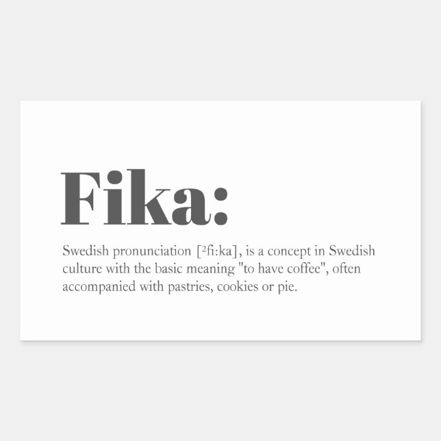 Swedish FIKA definition Rectangular Sticker (Front)
