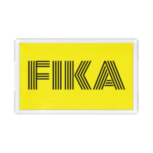 Swedish Fika Yellow and Black Acrylic Tray