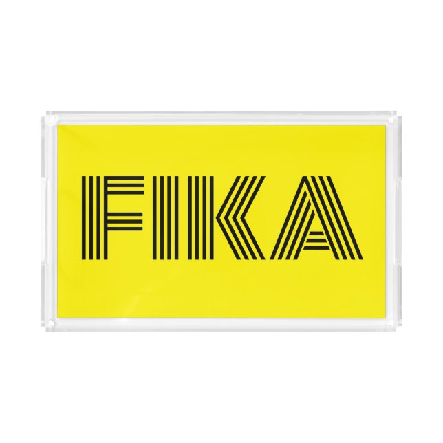 Swedish Fika Yellow and Black Acrylic Tray (Front)