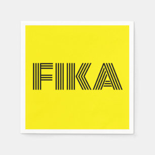 Swedish Fika Yellow and Black Napkins