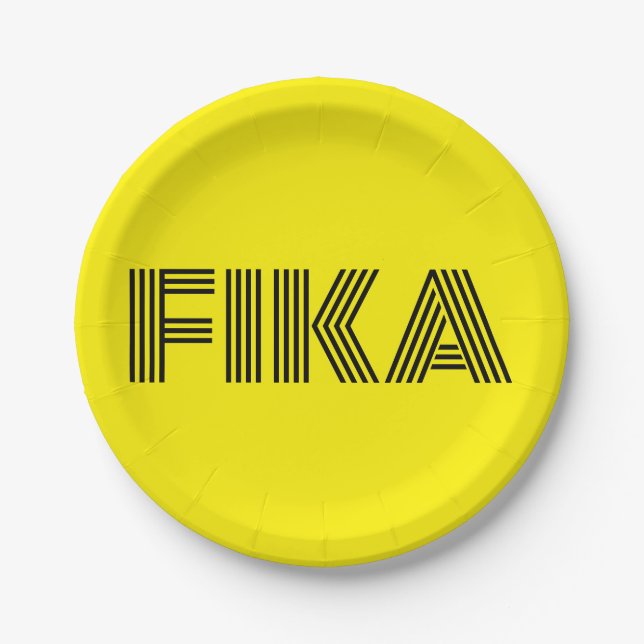 Swedish Fika Yellow and Black Paper Plates (Front)