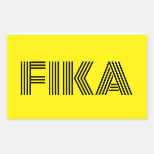 Swedish Fika Yellow and Black Rectangular Sticker