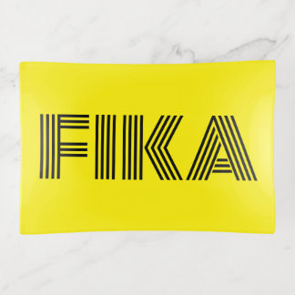 Swedish Fika Yellow and Black Trinket Tray