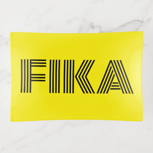 Swedish Fika Yellow and Black Trinket Tray (Front)