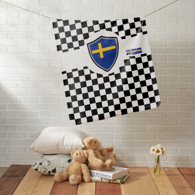Swedish flag baby blanket (In Situ)