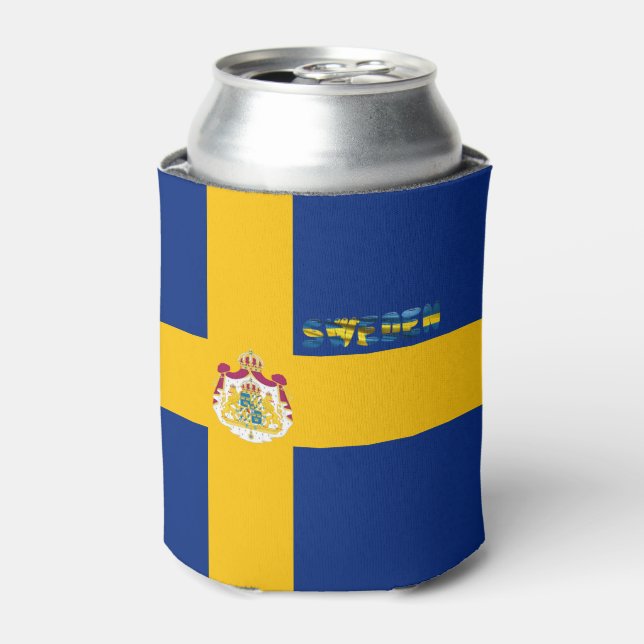 Swedish flag-coat of arms   can cooler (Can Front)