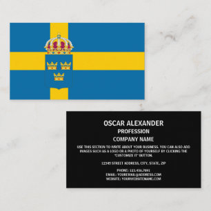 Swedish Flag & Coat of Arms, Flag of Sweden Business Card