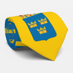 Swedish Flag & Coat of Arms, Flag of Sweden Neck Tie