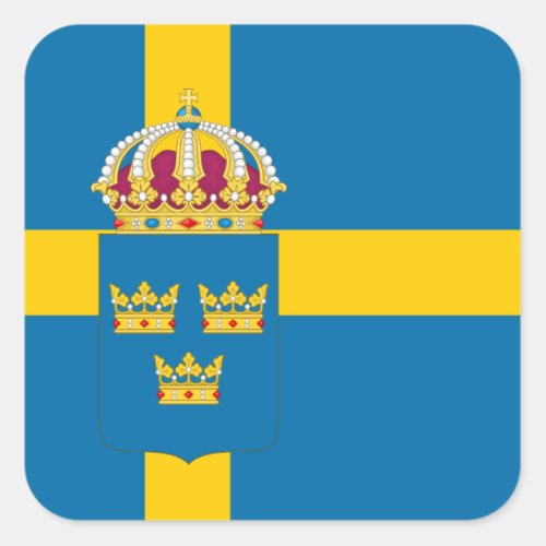 Swedish Flag  Coat of Arms Flag of Sweden Square Sticker