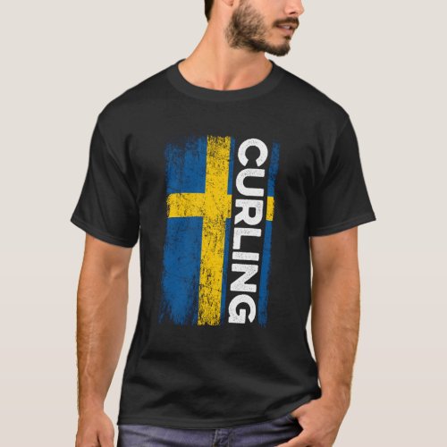 Swedish Flag Curling Sport T_Shirt