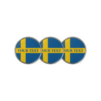 Swedish flag custom monogram golf ball markers