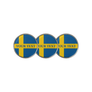 Swedish flag custom monogram golf ball markers